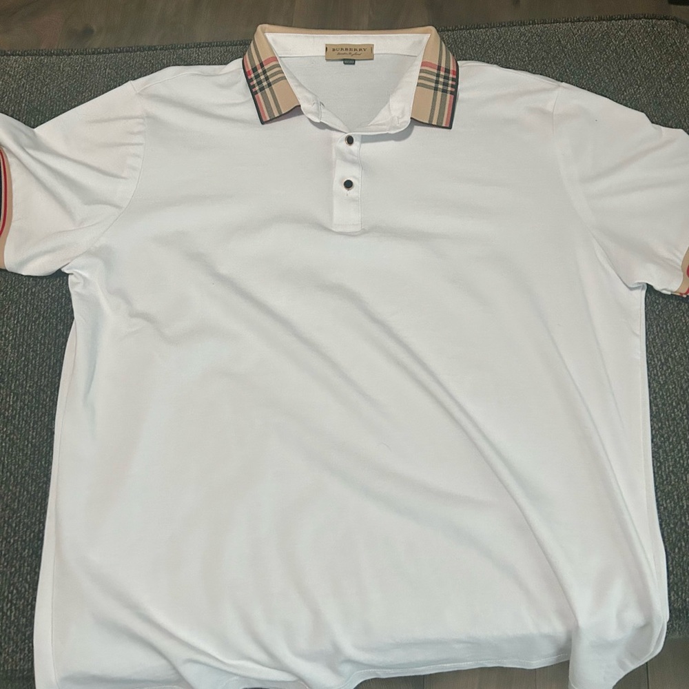 Burberry White Polo with Check Accents